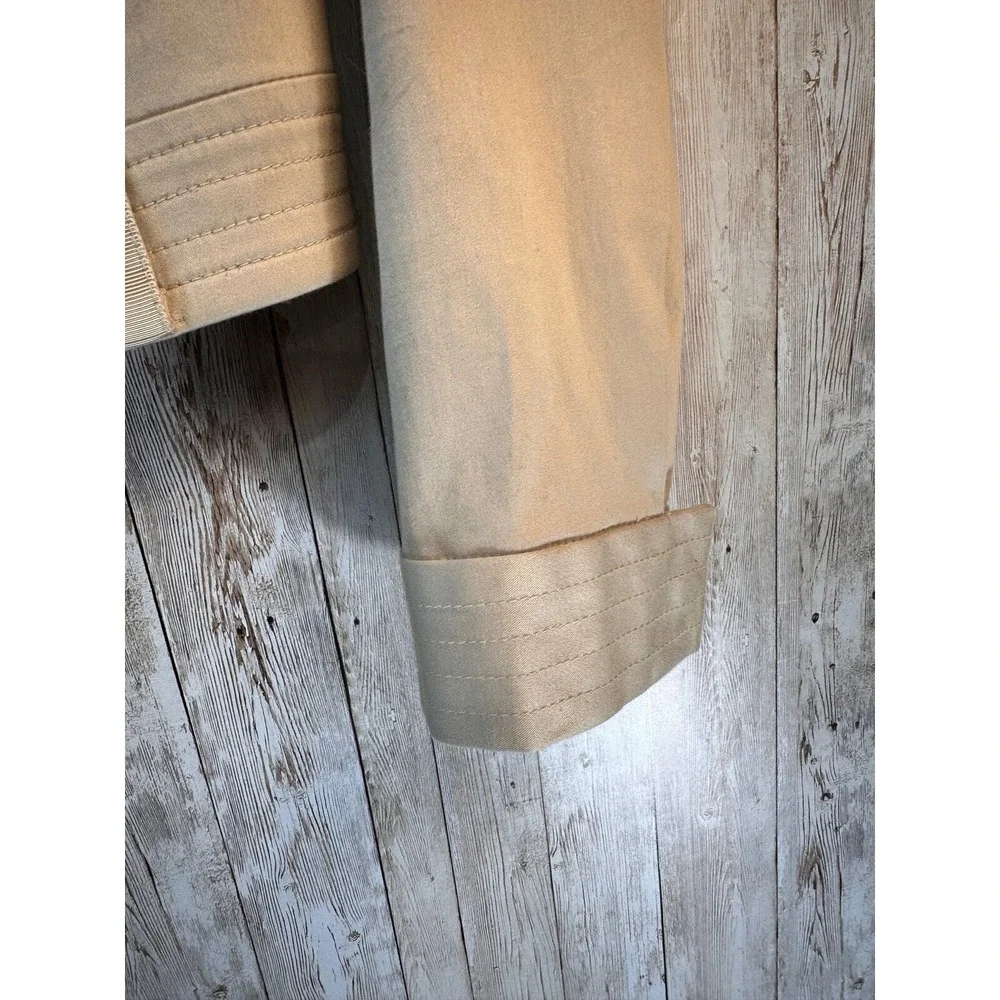 Hilfiger Tan Ivory Moto Jacket Womens 6  Full Zip Beautiful Emblem Lining Sateen